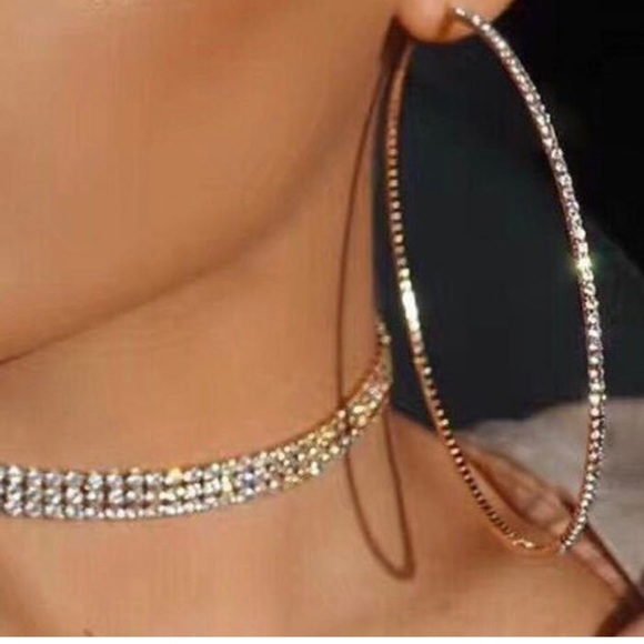 Jewelry - Extra Large Sterling Silver CZ Rhinestone Earrings